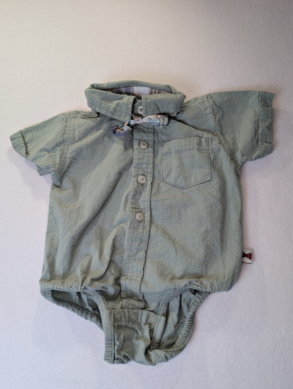 Dapper Dude Button-Up Bodysuit Textured Sage Green Size  6/9 Months